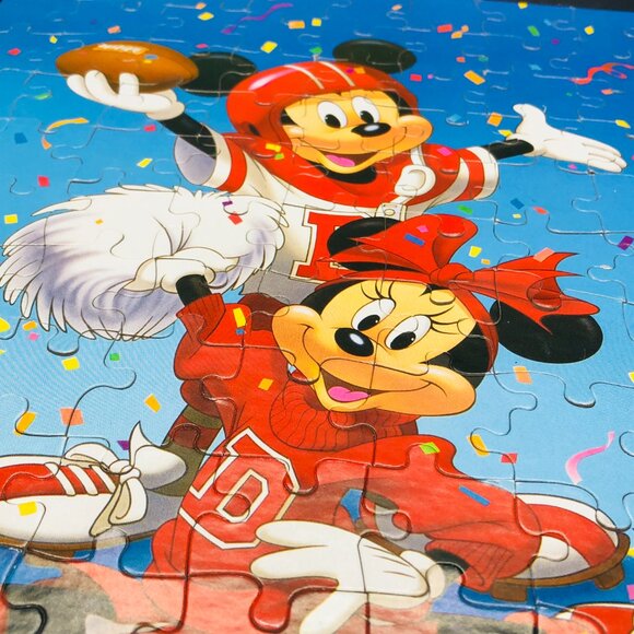 Vintage 90s Mickey Minnie Mouse Football Cheerleader Puzzle: 100 pc Complete - Picture 4 of 10